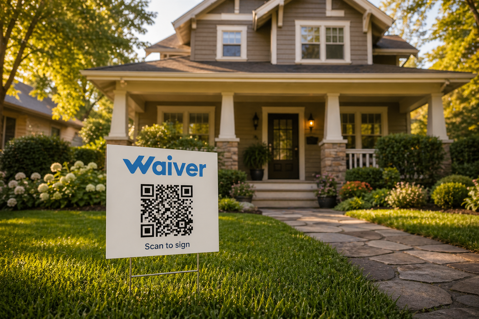 Waiver sign in front yard